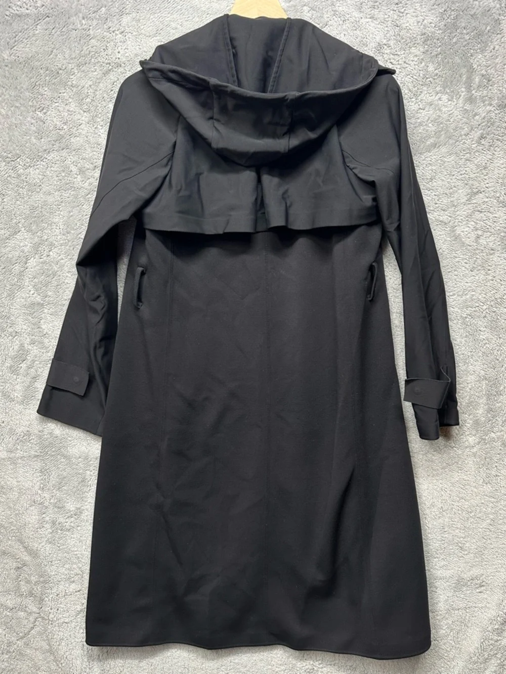 Athleta Black Hooded Trench Coat Lightweight Jacket Size 0 Minimalist Active - Picture 2 of 10